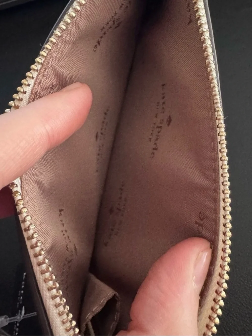 Kate Spade Bi-Color Small Zip Saffian Lucy Wristlet w/ Gold Hardware - Picture 6 of 8